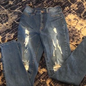 Medium wash lightly ripped jeans